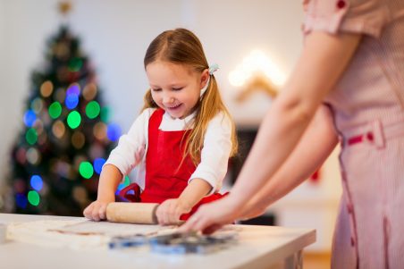 Making holiday cookies