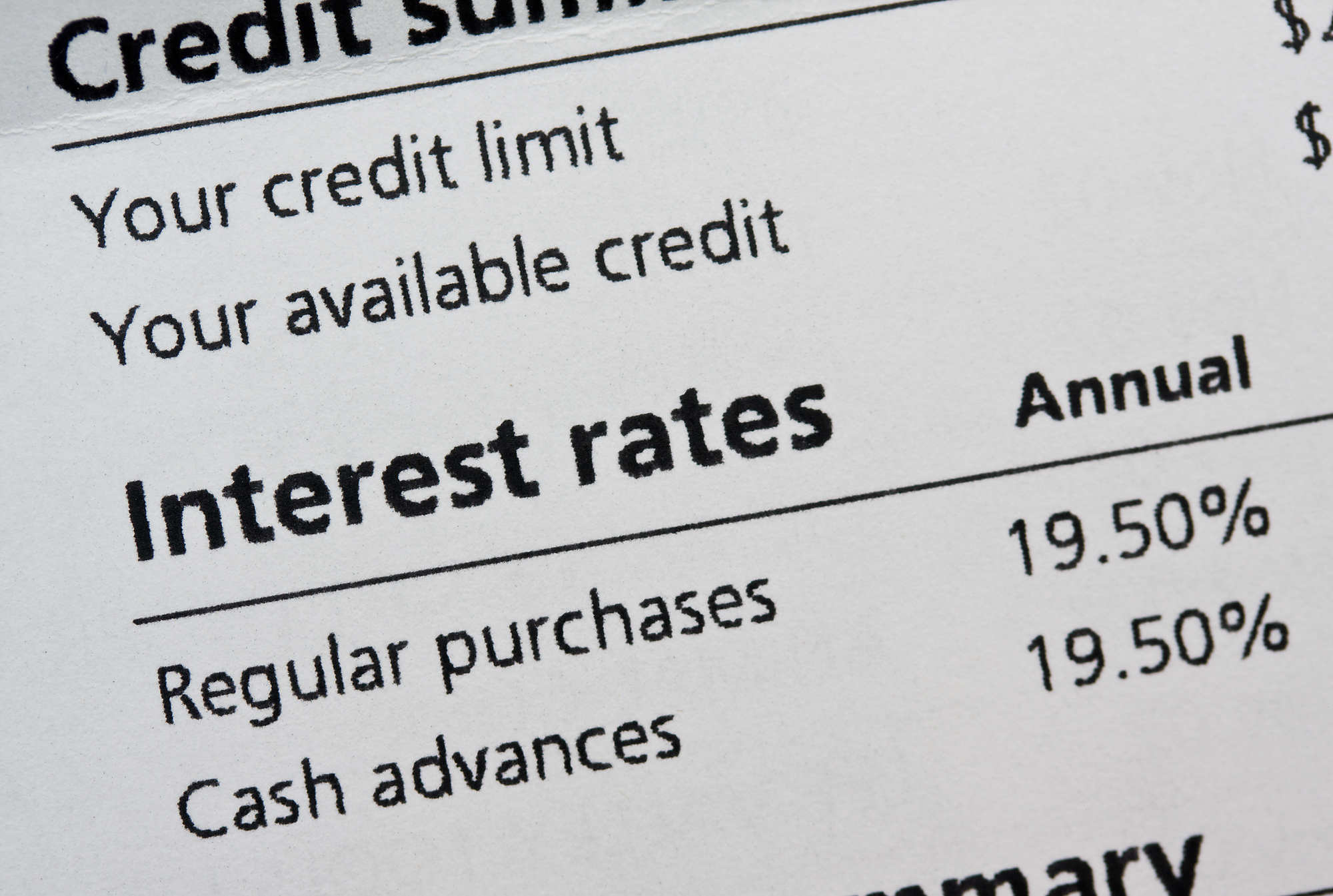Interest rate printout