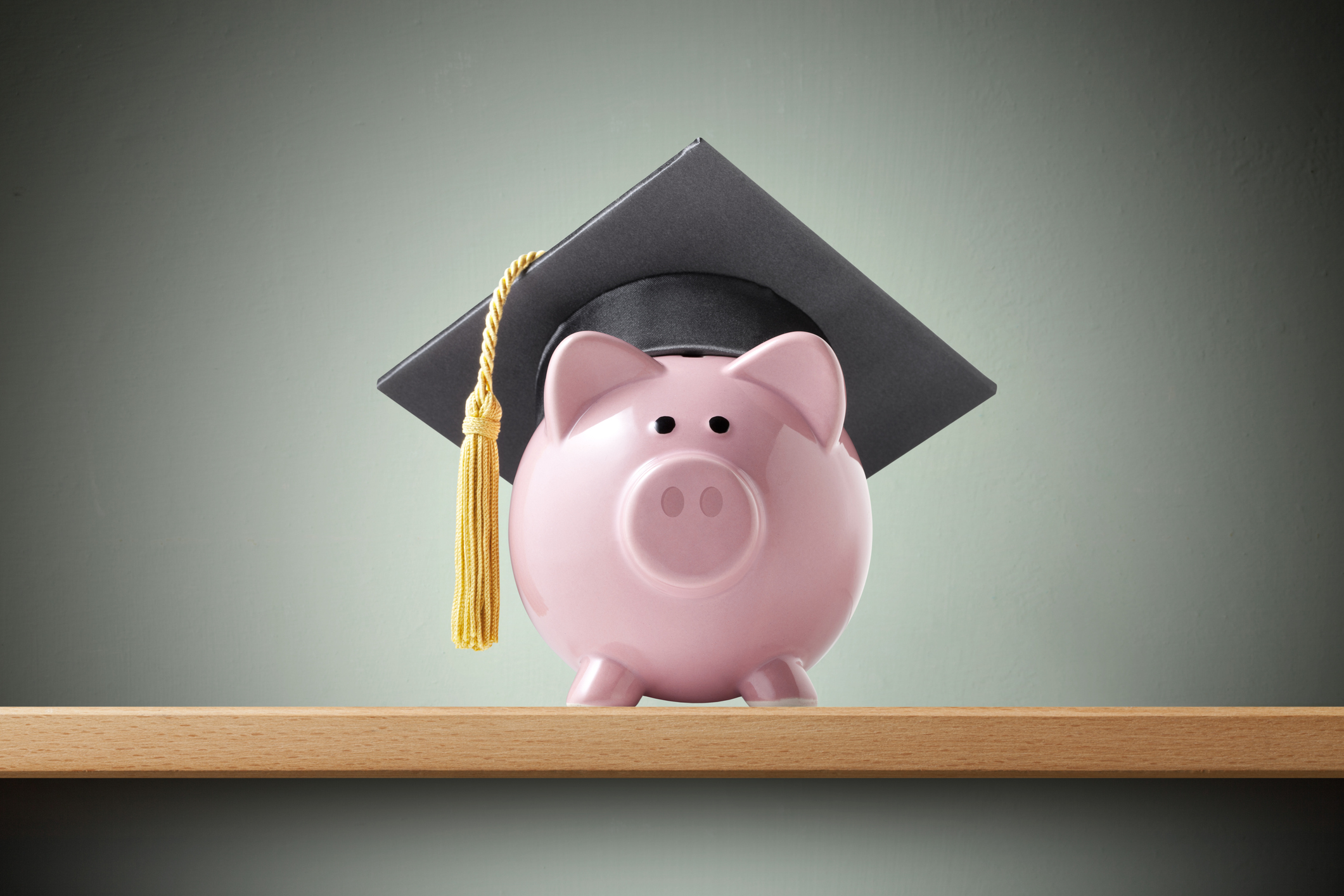 Piggy bank with graduation cap