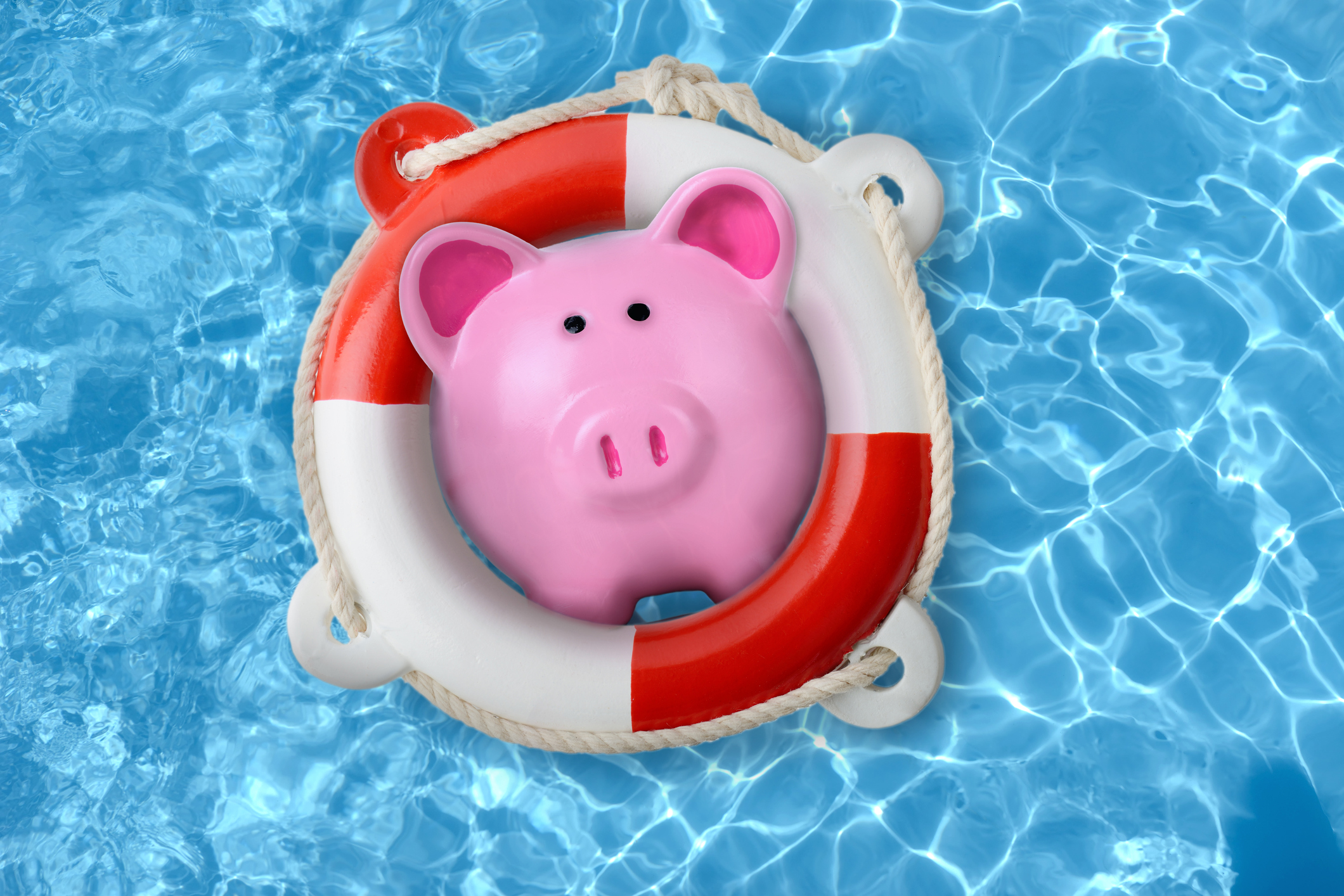 Piggy bank in a lifebuoy