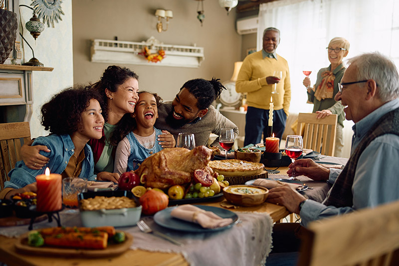 Happy family celebrating the holidays free of debt