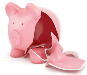 Broken piggy bank