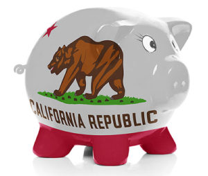 California flag painted piggy bank