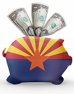 Piggy bank painted with arizona flag