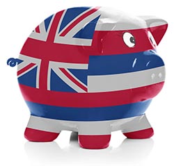 Hawaiian flag painted on piggy bank