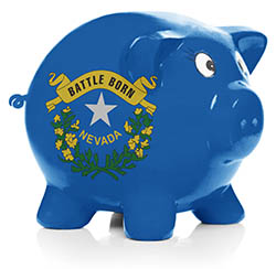 Piggy bank painted with Nevada state flag