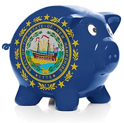 Piggy bank painted with New Hampshire state flag