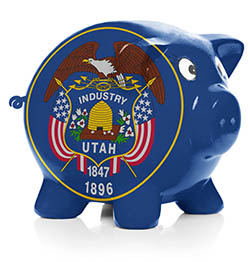 Piggy bank painted with Utah flag