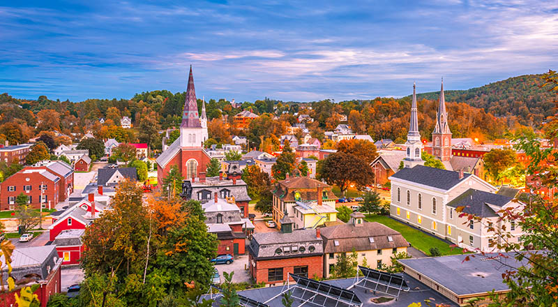 Montepelier, Vermont city skyline