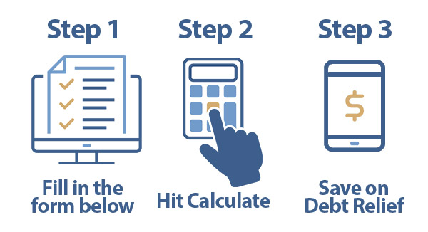 Debt Reduction Calculator instructions: "Fill in form below, hit calculate, and save on debt relief"